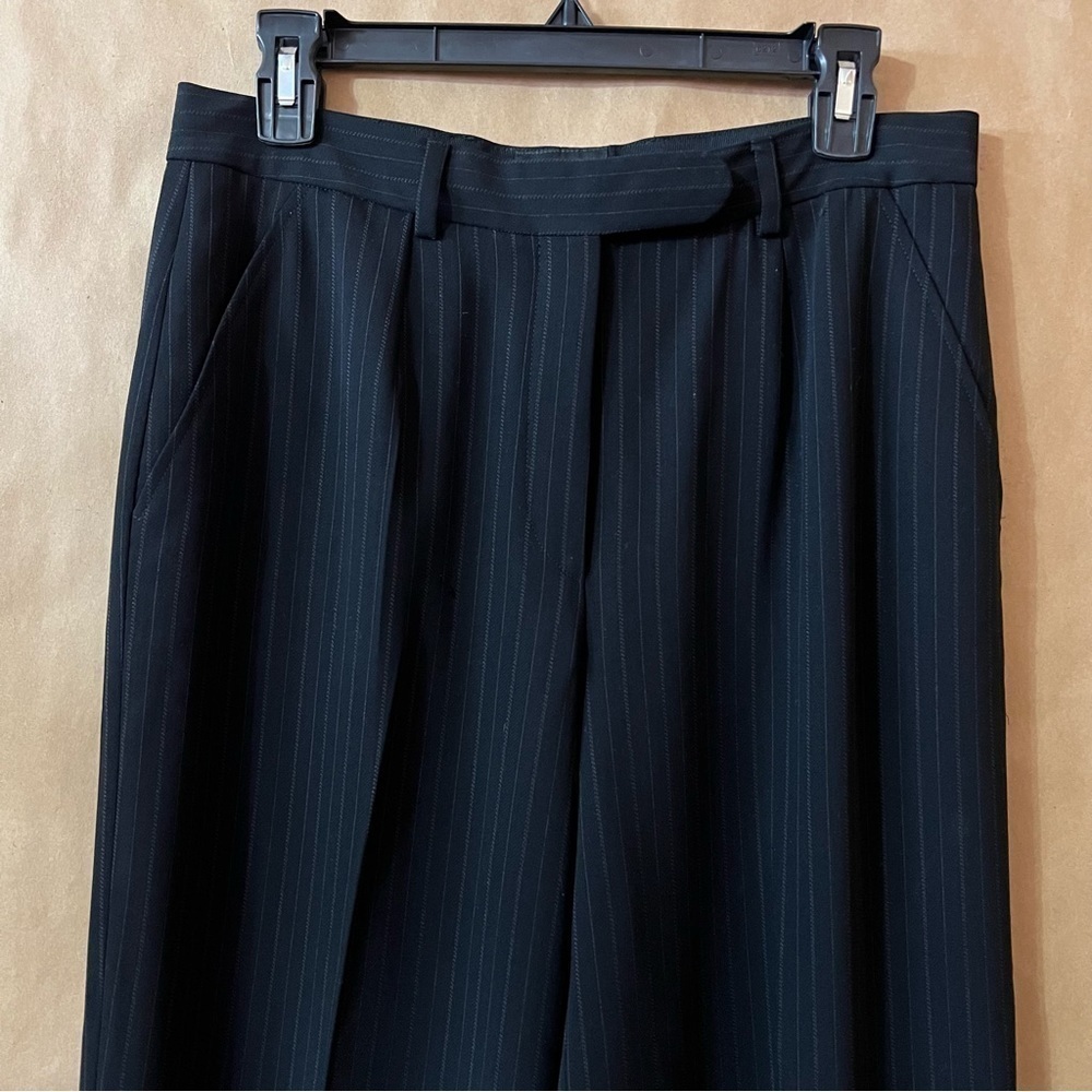 Giorgio Armani | Wool Pinstripe Trousers High Rise Tapered Pants Size 10 (IT 46) - Picture 3 of 11